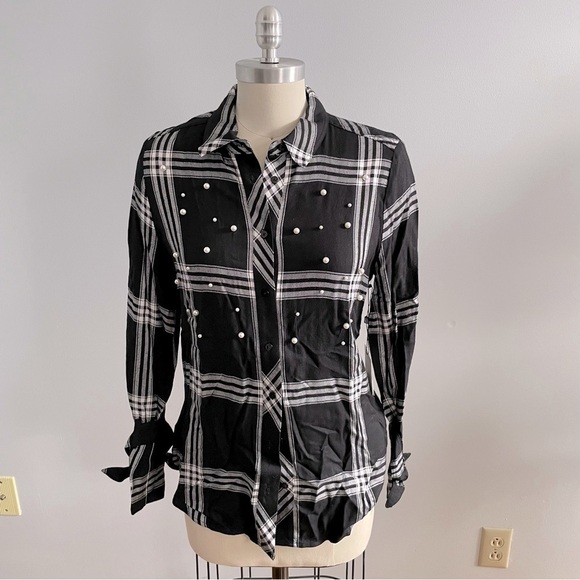 Laundry by Shelli Segal Flannel with Pearls- Size XS- NWT - Picture 1 of 7